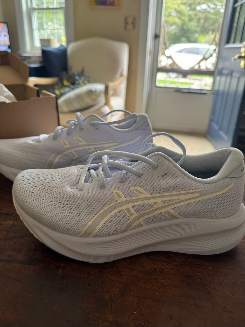 ASICS Women's White Running Shoes with Cream Logo